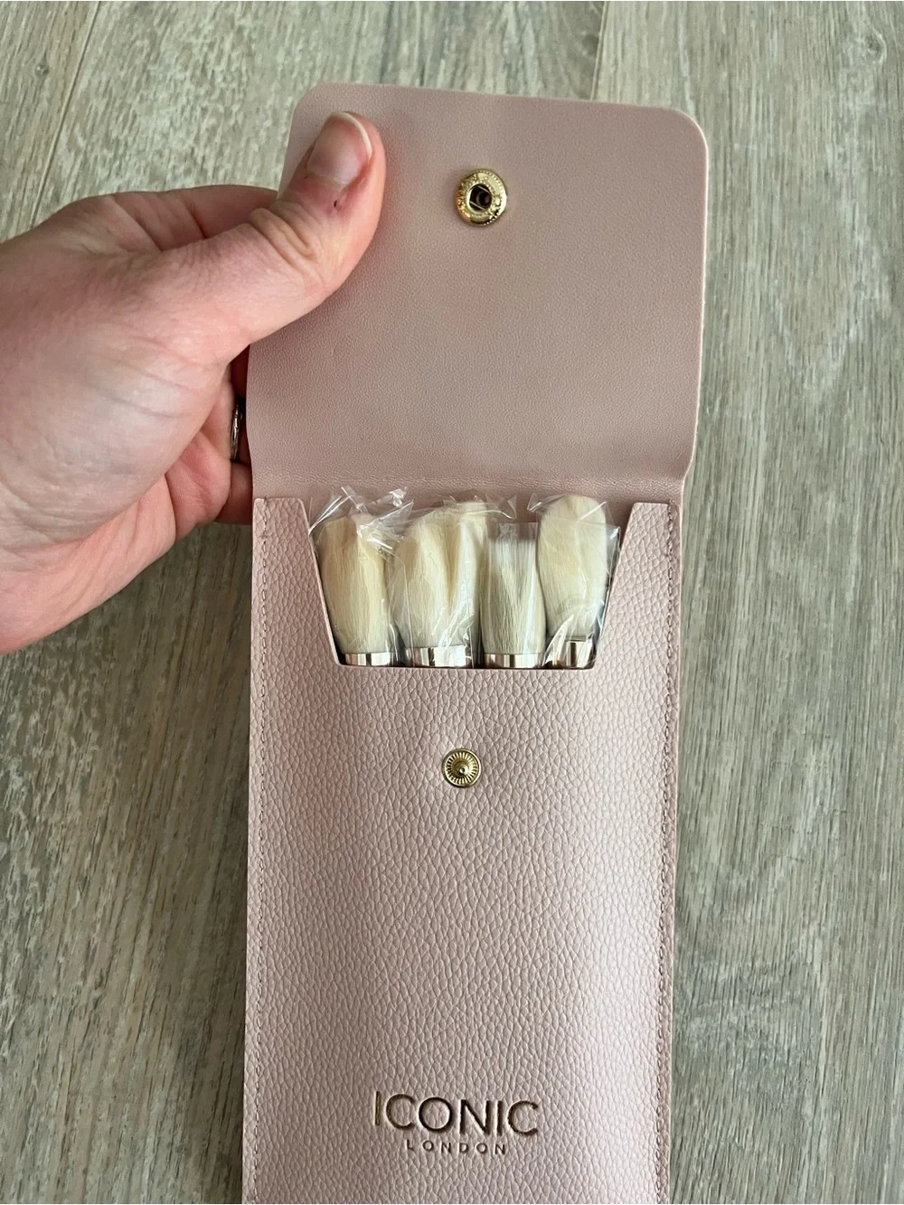 NWT ICONIC London Blush Pink Leatherette Snap Pouch